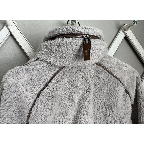 Kuhl Flight Women's S Fleece Pullover Jacket Stowaway Hood Stone - Picture 11 of 12